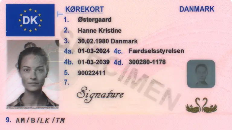 Anne & Christoffers Køreskole - eksempel på kørekort